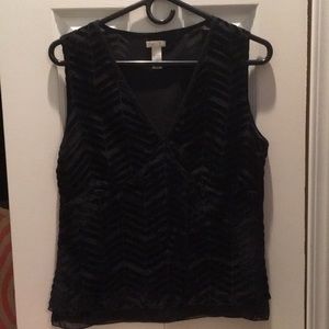 Black velvet chevron top